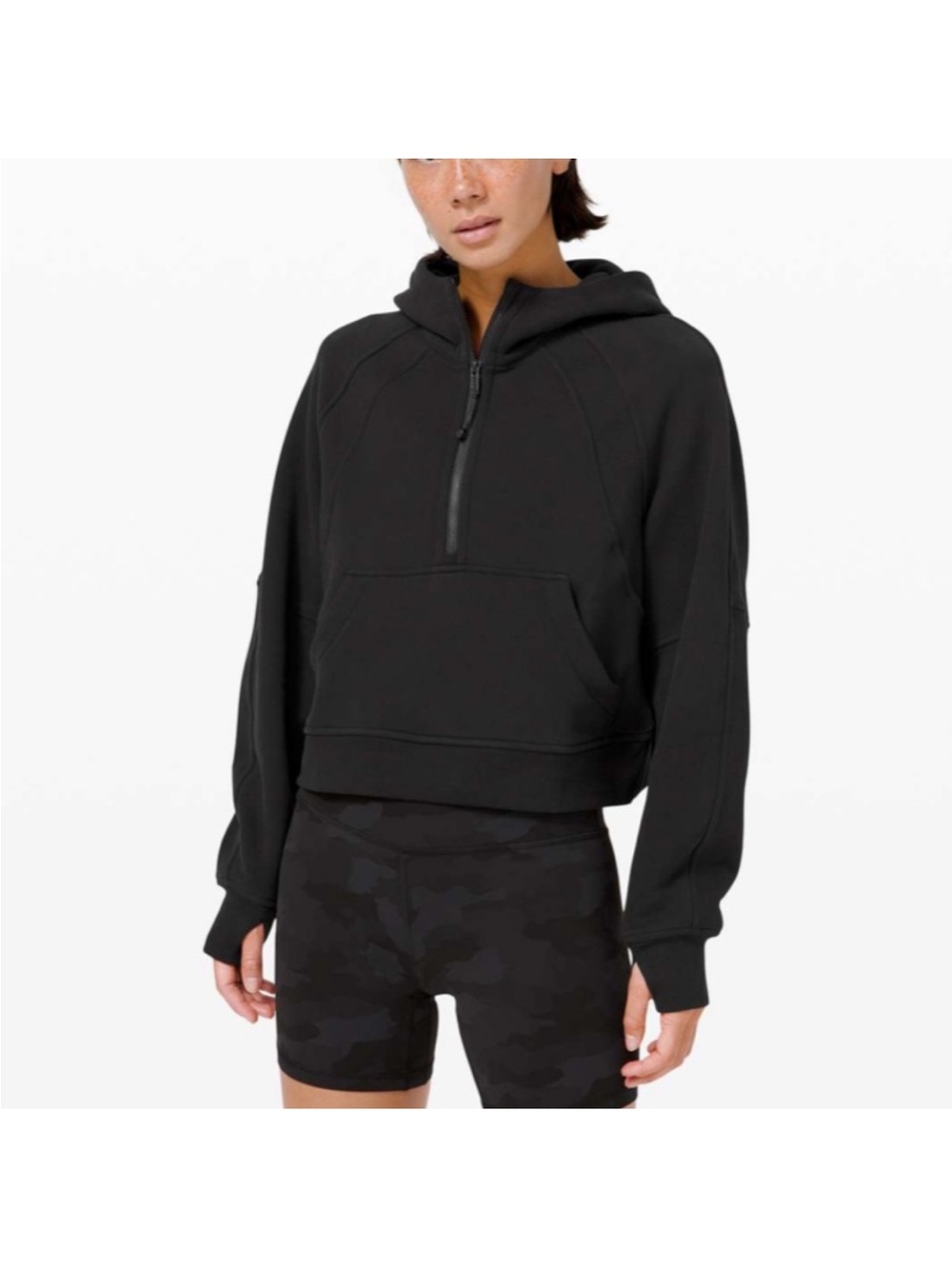 Women's Lululemon Scuba Black Half-Zip Hooded Pullover Jacket